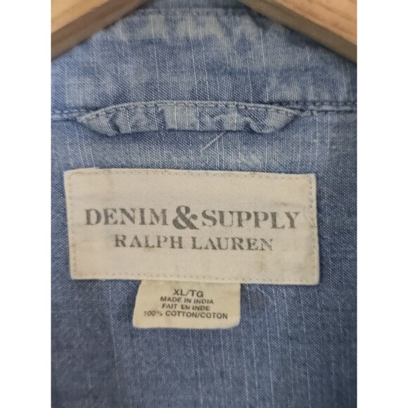 Denim & Supply Ralph Lauren Polo Long Sleeve Blue Pocket Denim Shirt Size XL Men - Picture 8 of 10